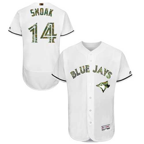 Men's Toronto Blue Jays #14 Justin Smoak Authentic White 2016 Memorial Day Fashion Flex Base Stitched MLB Jersey