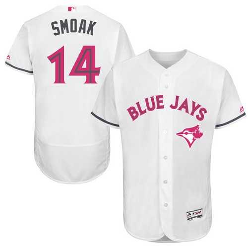 Men's Toronto Blue Jays #14 Justin Smoak Authentic White 2016 Mother's Day Fashion Flex Base Stitched MLB Jersey