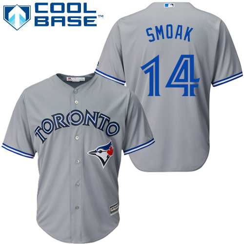 Men's Toronto Blue Jays #14 Justin Smoak Grey Road MLB Stitched Jersey