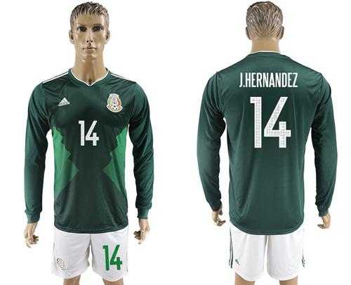 Mexico #14 J.Hernandez Home Long Sleeves Soccer Country Jersey