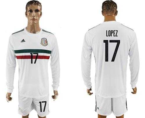 Mexico #17 Lopez Away Long Sleeves Soccer Country Jersey