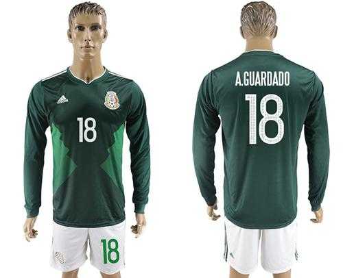 Mexico #18 A.Guardado Home Long Sleeves Soccer Country Jersey