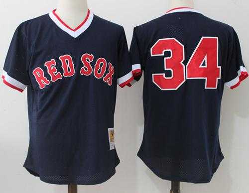 Mitchell And Ness Boston Red Sox #34 David Ortiz Dark Blue Throwback Stitched MLB Jersey