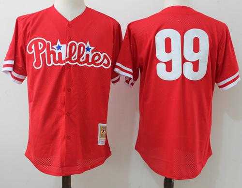Mitchell And Ness Philadelphia Phillies #99 Mitch Williams Red Throwback Stitched MLB Jersey