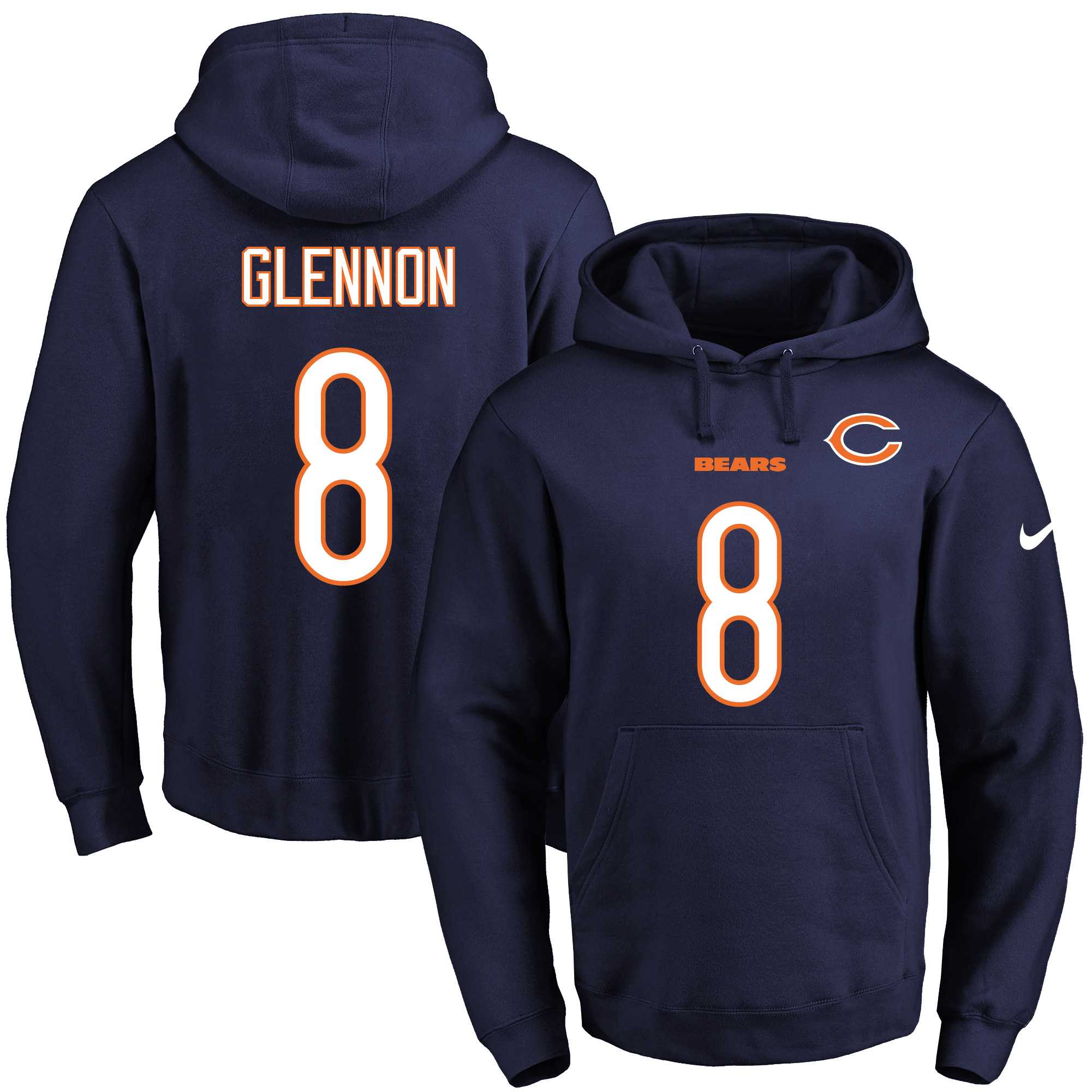 Nike Chicago Bears #8 Mike Glennon Navy Blue Name & Number Pullover NFL Hoodie