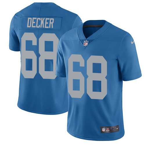 Nike Detroit Lions #68 Taylor Decker Blue Throwback Men's Stitched NFL Vapor Untouchable Limited Jersey