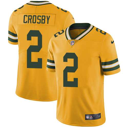 Nike Green Bay Packers #2 Mason Crosby Yellow Men's Stitched NFL Limited Rush Jersey