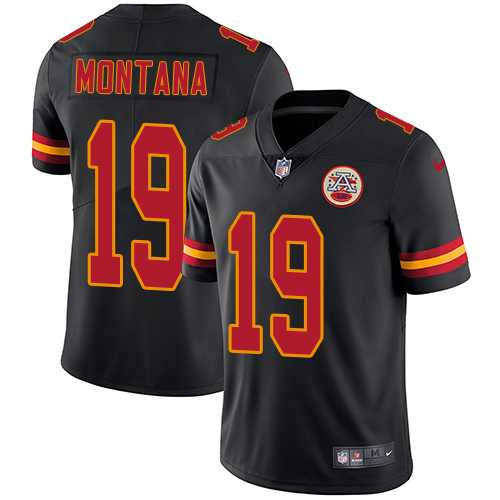 Nike Kansas City Chiefs #19 Joe Montana Black Men's Stitched NFL Limited Rush Jersey