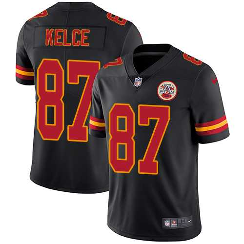 Nike Kansas City Chiefs #87 Travis Kelce Black Men's Stitched NFL Limited Rush Jersey