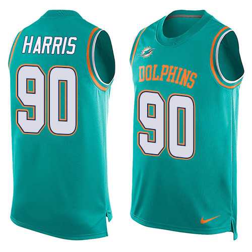 Nike Miami Dolphins #90 Charles Harris Aqua Green Team Color Men's Stitched NFL Limited Tank Top Jersey