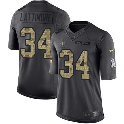Nike New Orleans Saints #34 Marshon Lattimore Black Men's Stitched NFL Limited 2016 Salute To Service Jersey