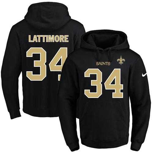 Nike New Orleans Saints #34 Marshon Lattimore Black Name & Number Pullover NFL Hoodie