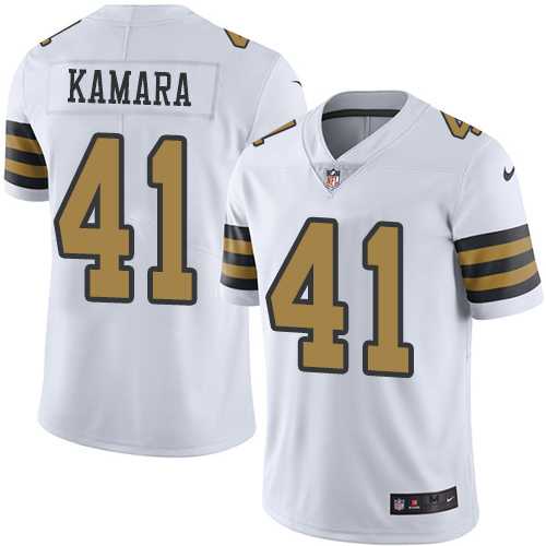 Nike New Orleans Saints #41 Alvin Kamara White Men's Stitched NFL Limited Rush Jersey