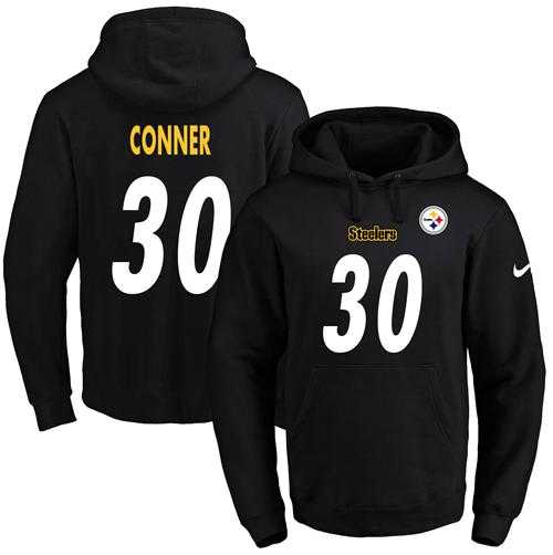 Nike Pittsburgh Steelers #30 James Conner Black Name & Number Pullover NFL Hoodie