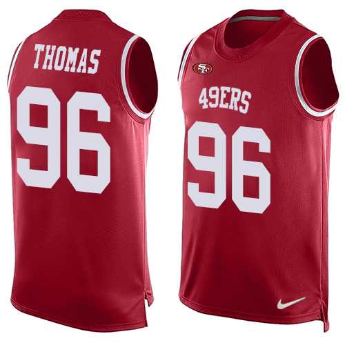 Nike San Francisco 49ers #96 Solomon Thomas Red Team Color Men's Stitched NFL Limited Tank Top Jersey