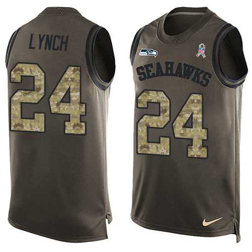 Nike Seattle Seahawks #24 Marshawn Lynch Green Men's Stitched NFL Limited Salute To Service Tank Top Jersey