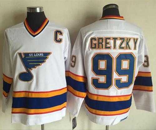 St. Louis Blues #99 Wayne Gretzky White Yellow CCM Throwback Stitched NHL Jersey