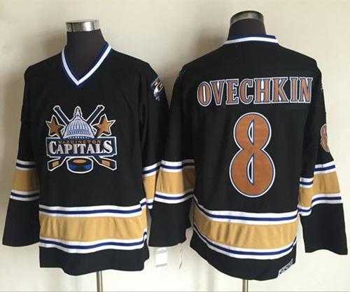 Washington Capitals #8 Alex Ovechkin Black CCM Throwback Stitched NHL Jersey