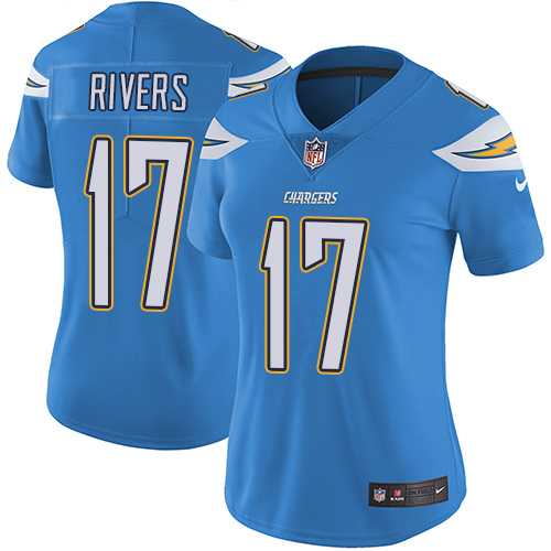 Women's Los Angeles Chargers #17 Philip Rivers Electric Blue Alternate Stitched NFL Vapor Untouchable Limited Jersey