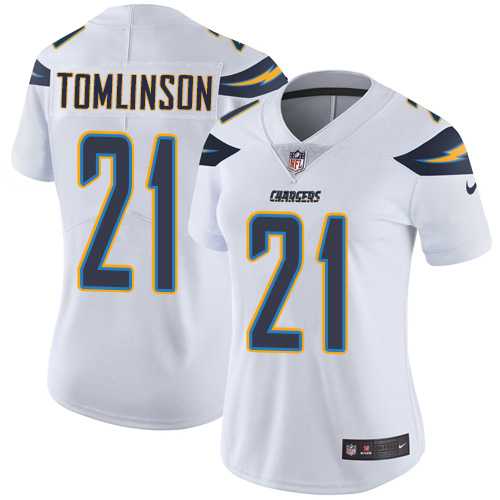Women's Los Angeles Chargers #21 LaDainian Tomlinson White Stitched NFL Vapor Untouchable Limited Jersey