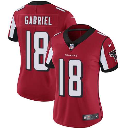 Women's Nike Atlanta Falcons #18 Taylor Gabriel Red Team Color Stitched NFL Vapor Untouchable Limited Jersey