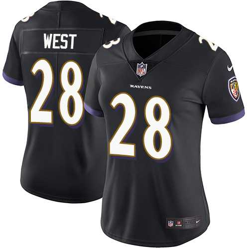 Women's Nike Baltimore Ravens #28 Terrance West Black Alternate Stitched NFL Vapor Untouchable Limited Jersey