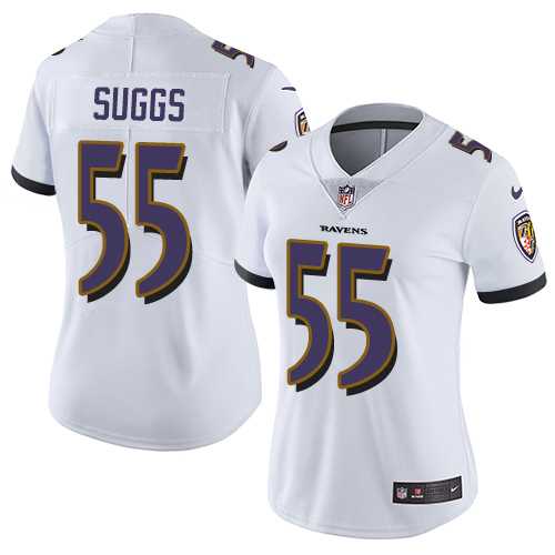 Women's Nike Baltimore Ravens #55 Terrell Suggs White Stitched NFL Vapor Untouchable Limited Jersey