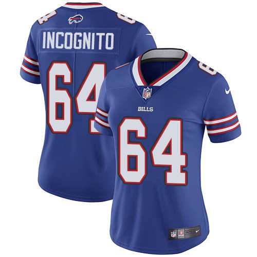 Women's Nike Buffalo Bills #64 Richie Incognito Royal Blue Team Color Stitched NFL Vapor Untouchable Limited Jersey