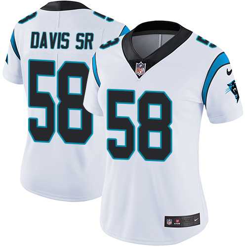 Women's Nike Carolina Panthers #58 Thomas Davis Sr White Stitched NFL Vapor Untouchable Limited Jersey