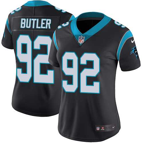 Women's Nike Carolina Panthers #92 Vernon Butler Black Team Color Stitched NFL Vapor Untouchable Limited Jersey