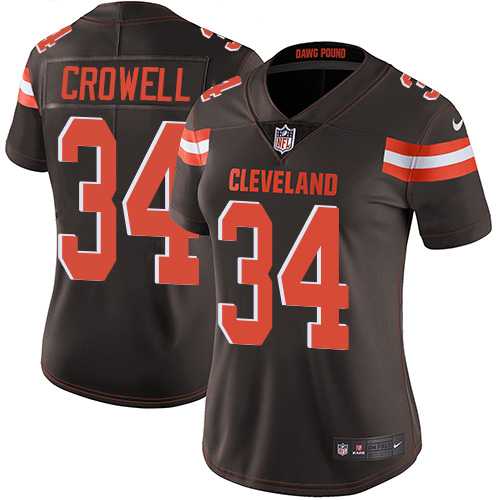 Women's Nike Cleveland Browns #34 Isaiah Crowell Brown Team Color Stitched NFL Vapor Untouchable Limited Jersey