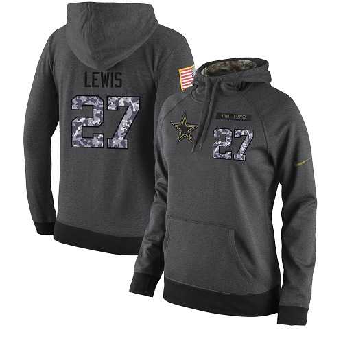 Women's Nike Dallas Cowboys #27 Jourdan Lewis Stitched Black Anthracite Salute to Service Player Performance Hoodie
