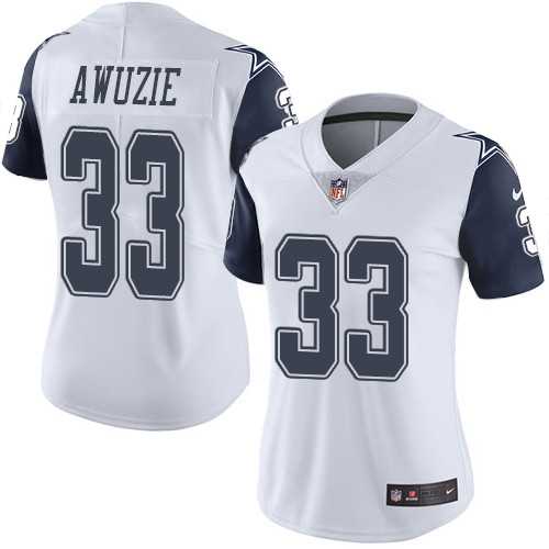 Women's Nike Dallas Cowboys #33 Chidobe Awuzie White Stitched NFL Limited Rush Jersey