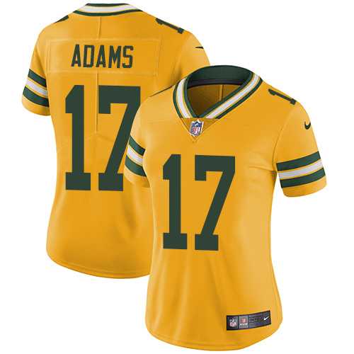 Women's Nike Green Bay Packers #17 Davante Adams Yellow Stitched NFL Limited Rush Jersey