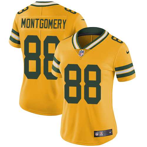 Women's Nike Green Bay Packers #88 Ty Montgomery Yellow Stitched NFL Limited Rush Jersey