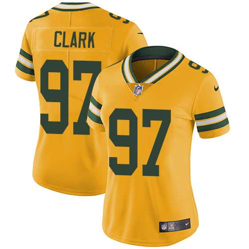 Women's Nike Green Bay Packers #97 Kenny Clark Yellow Stitched NFL Limited Rush Jersey