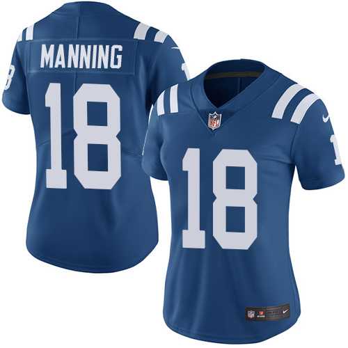 Women's Nike Indianapolis Colts #18 Peyton Manning Royal Blue Team Color Stitched NFL Vapor Untouchable Limited Jersey