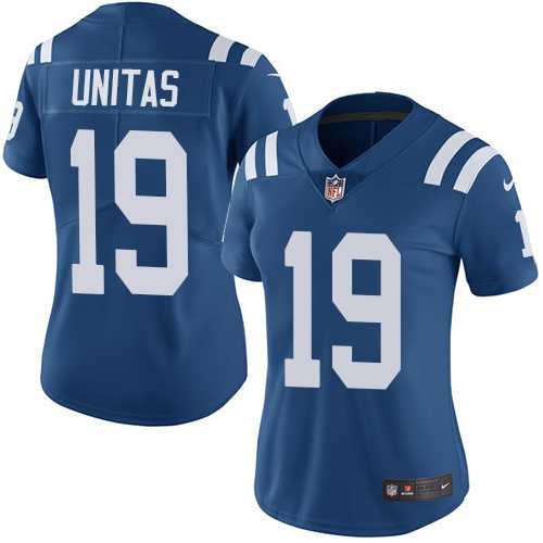 Women's Nike Indianapolis Colts #19 Johnny Unitas Royal Blue Team Color Stitched NFL Vapor Untouchable Limited Jersey