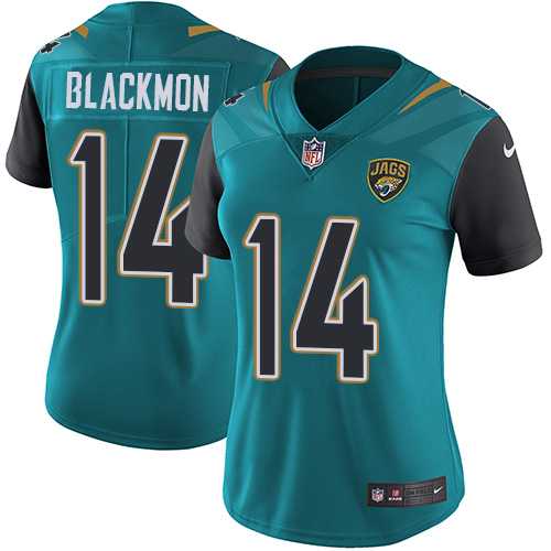 Women's Nike Jacksonville Jaguars #14 Justin Blackmon Teal Green Team Color Stitched NFL Vapor Untouchable Limited Jersey
