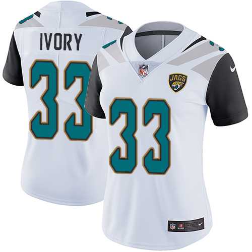 Women's Nike Jacksonville Jaguars #33 Chris Ivory White Stitched NFL Vapor Untouchable Limited Jersey