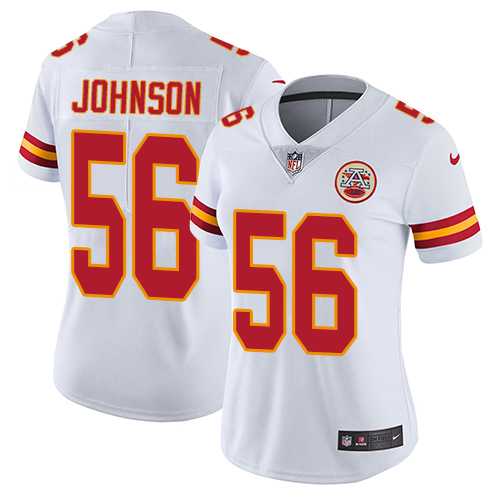 Women's Nike Kansas City Chiefs #56 Derrick Johnson White Stitched NFL Vapor Untouchable Limited Jersey