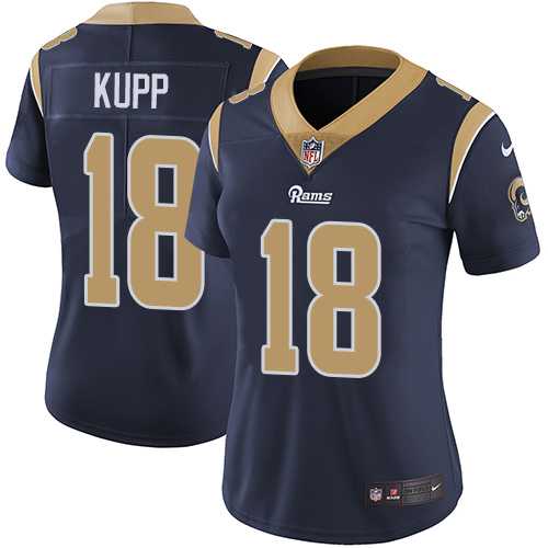 Women's Nike Los Angeles Rams #18 Cooper Kupp Navy Blue Team Color Stitched NFL Vapor Untouchable Limited Jersey
