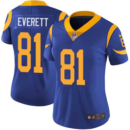 Women's Nike Los Angeles Rams #81 Gerald Everett Royal Blue Alternate Stitched NFL Vapor Untouchable Limited Jersey