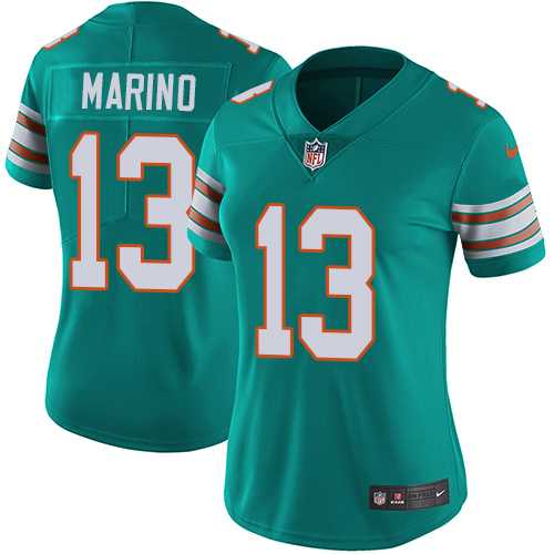 Women's Nike Miami Dolphins #13 Dan Marino Aqua Green Alternate Stitched NFL Vapor Untouchable Limited Jersey
