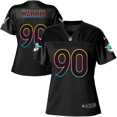 Women's Nike Miami Dolphins #90 Charles Harris Black NFL Fashion Game Jersey