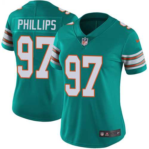 Women's Nike Miami Dolphins #97 Jordan Phillips Aqua Green Alternate Stitched NFL Vapor Untouchable Limited Jersey