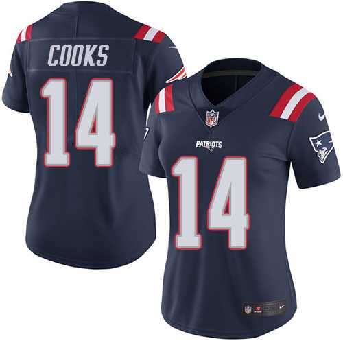 Women's Nike New England Patriots #14 Brandin Cooks Navy Blue Stitched NFL Limited Rush Jersey