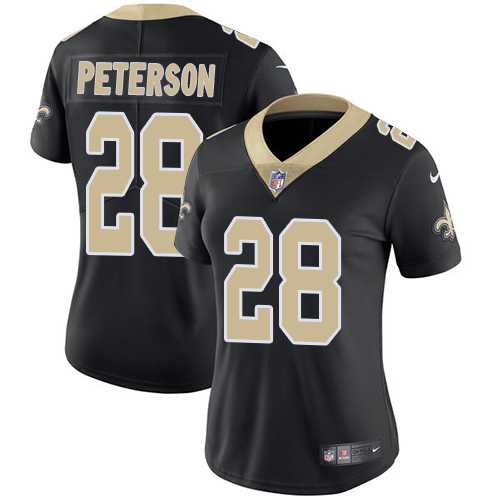 Women's Nike New Orleans Saints #28 Adrian Peterson Black Team Color Stitched NFL Vapor Untouchable Limited Jersey