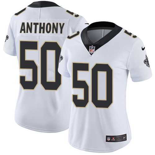 Women's Nike New Orleans Saints #50 Stephone Anthony White Stitched NFL Vapor Untouchable Limited Jersey