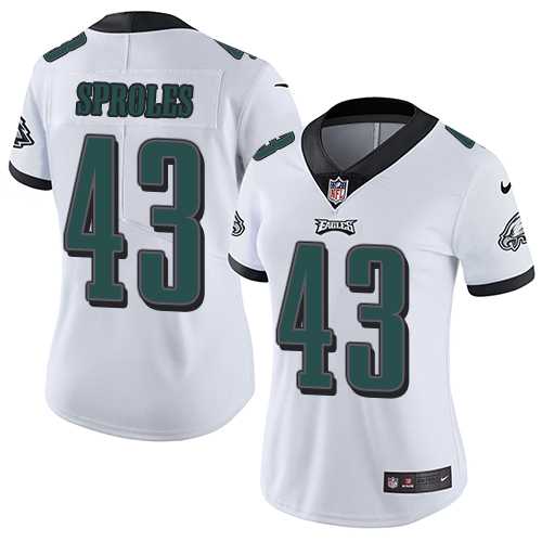 Women's Nike Philadelphia Eagles #43 Darren Sproles White Stitched NFL Vapor Untouchable Limited Jersey
